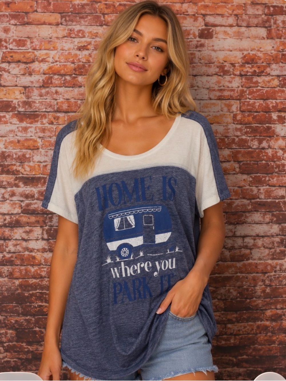 Maurice’s Home Is Where You Park It Blue Camper Tee